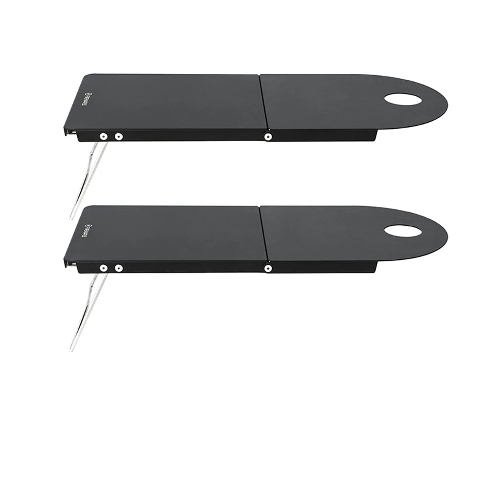 Black ultralight foldable aluminum camping table set for outdoor cooking and solo backpacking adventures