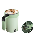 Green rechargeable magnetic self-stirring mug with LED temperature display and stainless steel straw