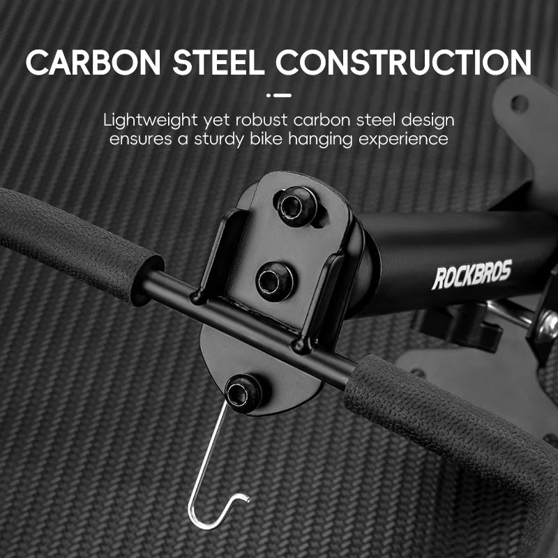Heavy-duty wall mount bike rack in black carbon steel holding a bicycle in a garage — view 4