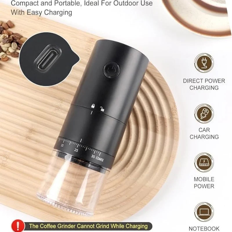 Portable Electric Coffee Grinder 38 Setting Adjustable Ceramic Burr Black — view 5