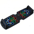 Foldable push-up board training system with color-coded zones and padded non-slip handle grips