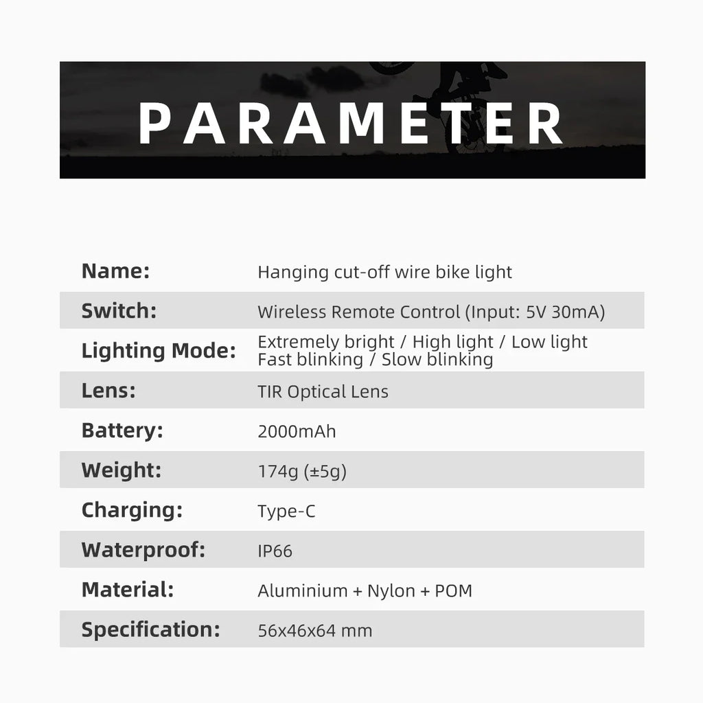 Ultra-bright 1600 lumen bike headlight with wireless remote control and GoPro compatible mounting bracket — view 2