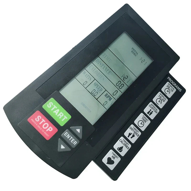 Black NNEOBA Bluetooth rowing machine counter with LCD display and multi-function tracking interface — view 3
