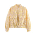 Vibrant Patterned Cropped Bomber Jacket-4
