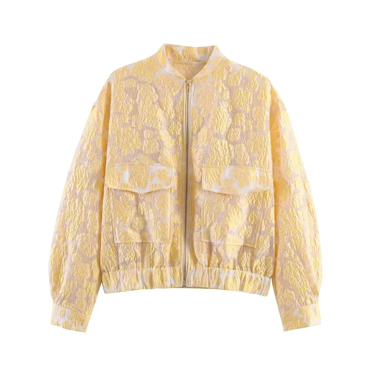 Vibrant Patterned Cropped Bomber Jacket-4