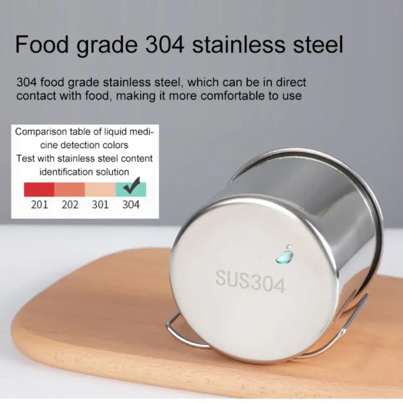 Portable stainless steel carabiner camping mug with folding handle for outdoor adventures. — view 4