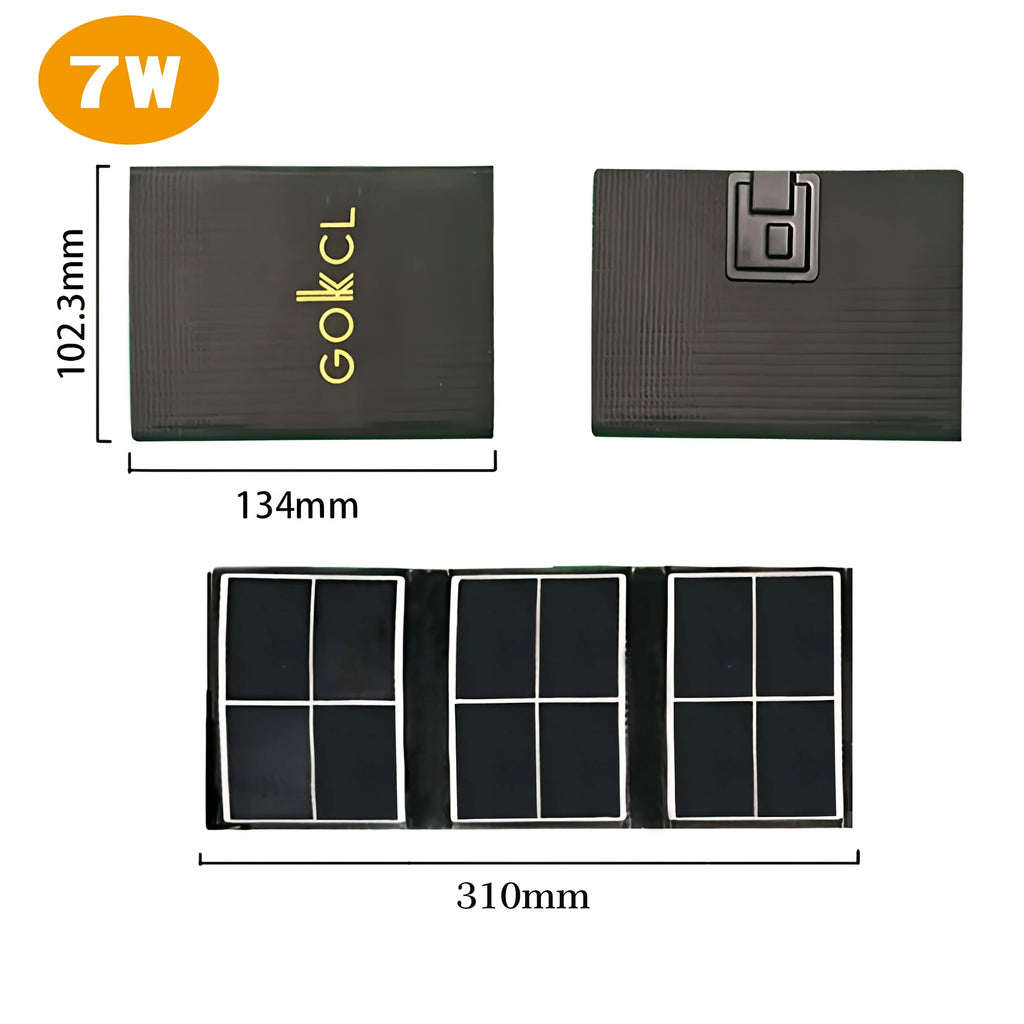 Foldable 14W black monocrystalline portable solar charger with USB output for camping and outdoor adventures — view 4