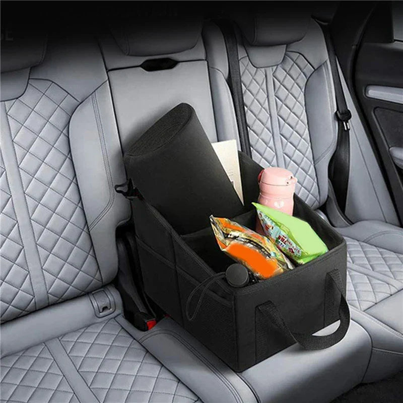 Black high-capacity car trunk organizer box made of durable Oxford cloth for vehicle storage. — view 3
