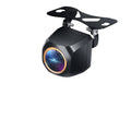 Black AHD 2K car rear view camera featuring a wide angle golden fisheye lens.