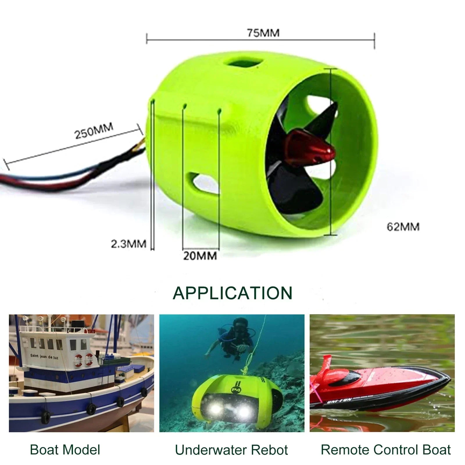 Compact brushless underwater thruster electric motor for remote control boats and marine models — view 4