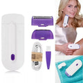 Painless laser touch epilator kit in white with interchangeable trimming nozzles for women