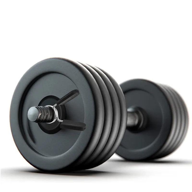 Barbell collar clips in silver and black solid steel with ergonomic rubber grip handles — view 4