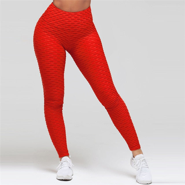 Women's high-waisted push up yoga pants featuring a supportive elastic waistband and ankle-length athletic fit — view 4
