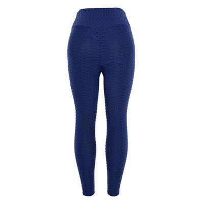 Women's high-waisted push up yoga pants featuring a supportive elastic waistband and ankle-length athletic fit — view 3