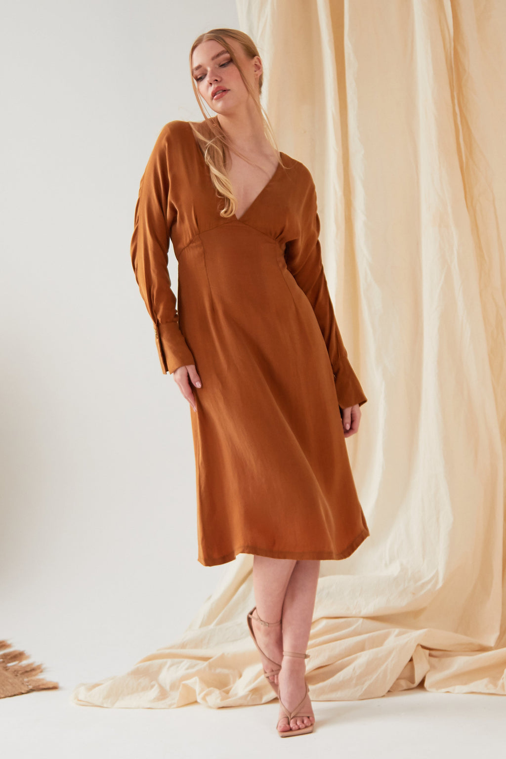 Mustard Yellow Midi Dress-1