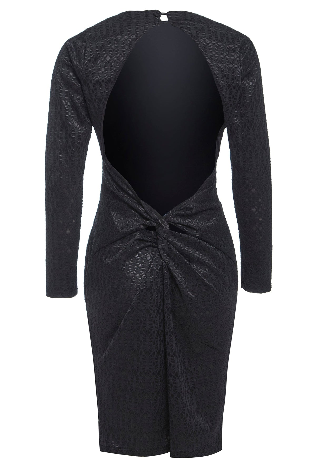 Black Twisted Backless Dress-2