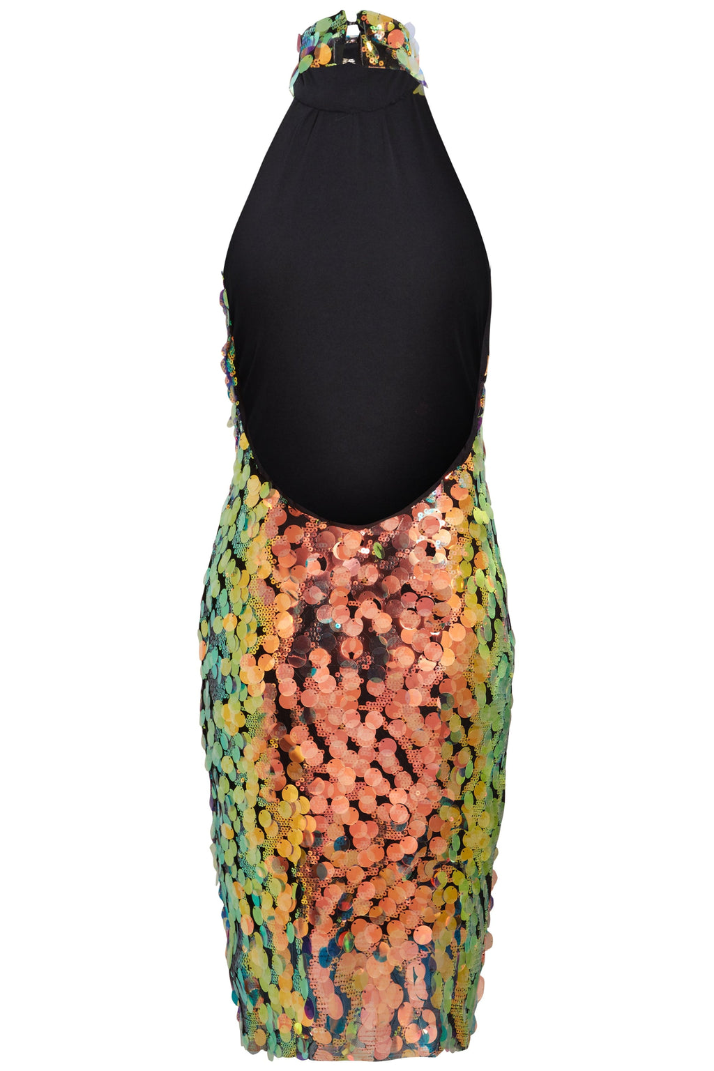 High Neck Backless Sequin Mini Dress-3