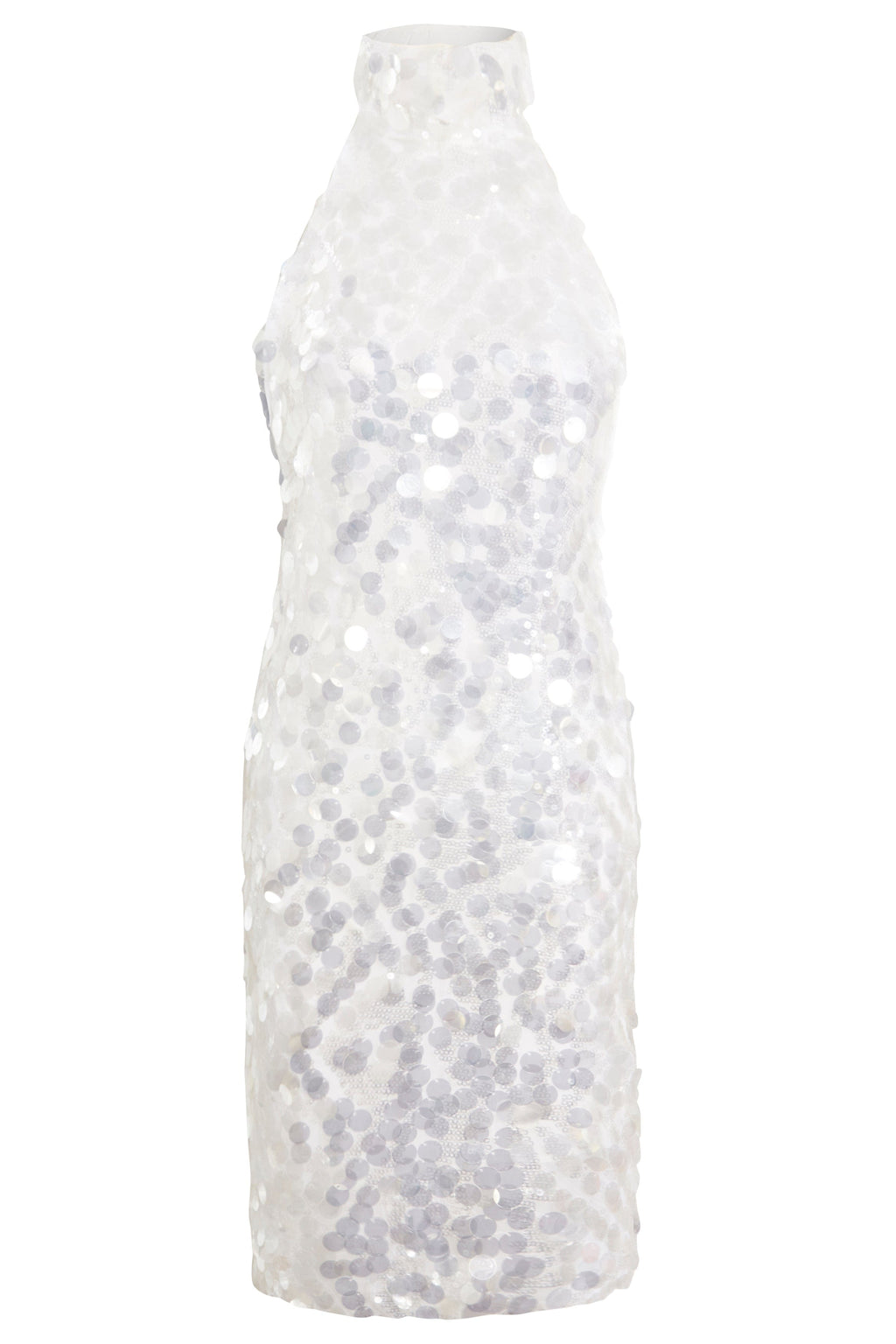White Sequin Backless Mini Dress-0