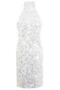 White Sequin Backless Mini Dress-0