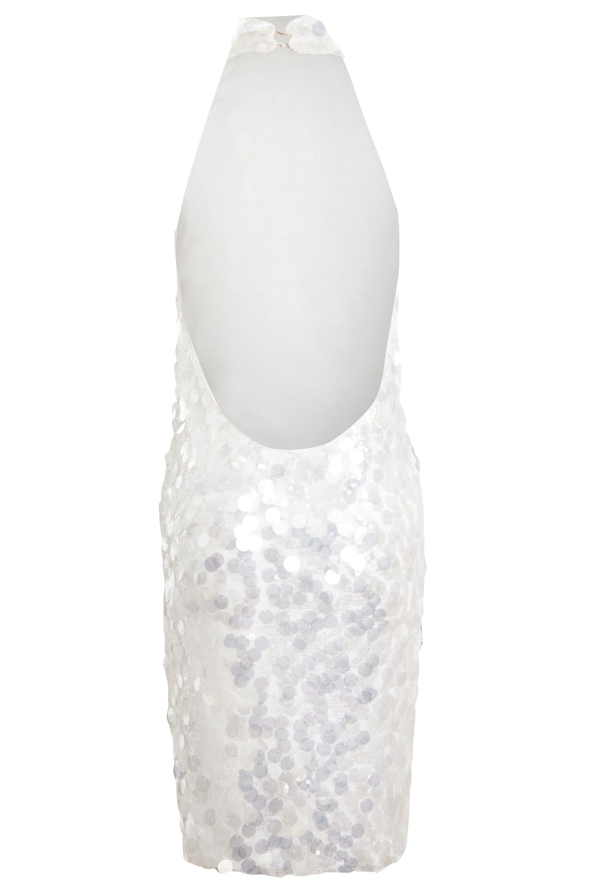 White Sequin Backless Mini Dress-3