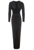 Black Knot Front Midi Dress-0