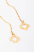 Clover Shape 18K Gold Threader Earrings-0