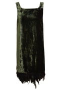 Silk Velvet Feather Trim Dress-0