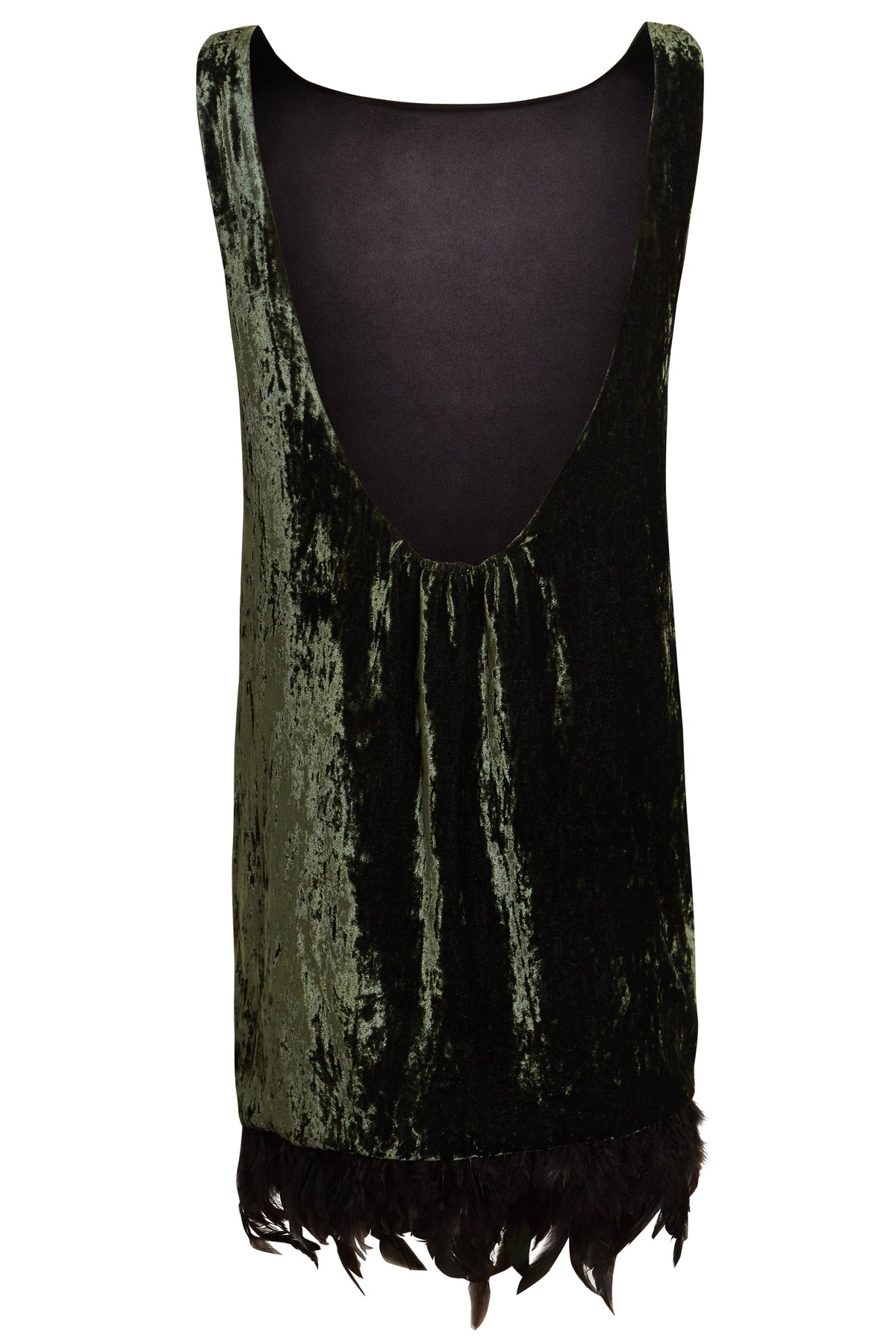 Silk Velvet Feather Trim Dress-2