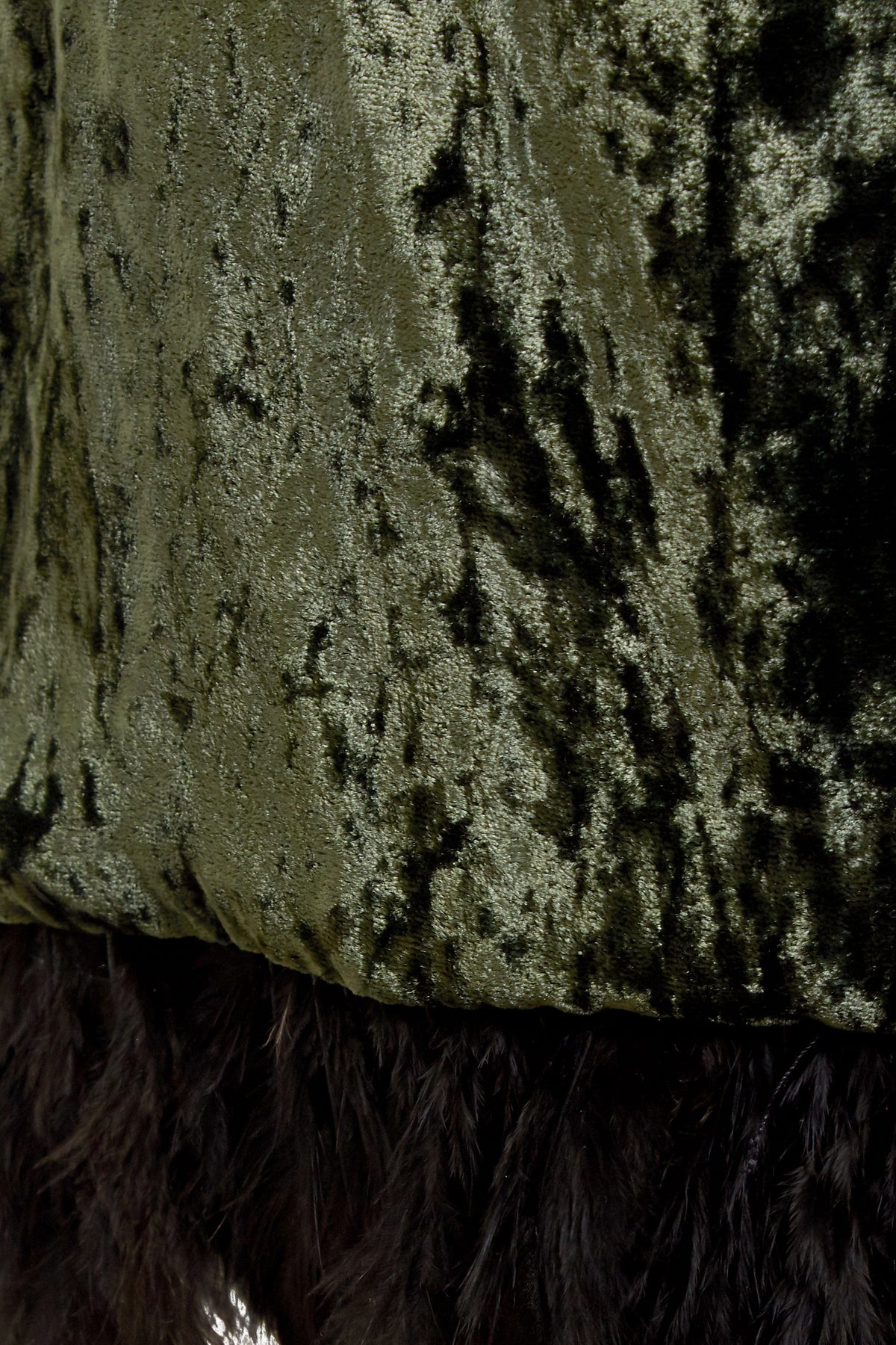 Silk Velvet Feather Trim Dress-3
