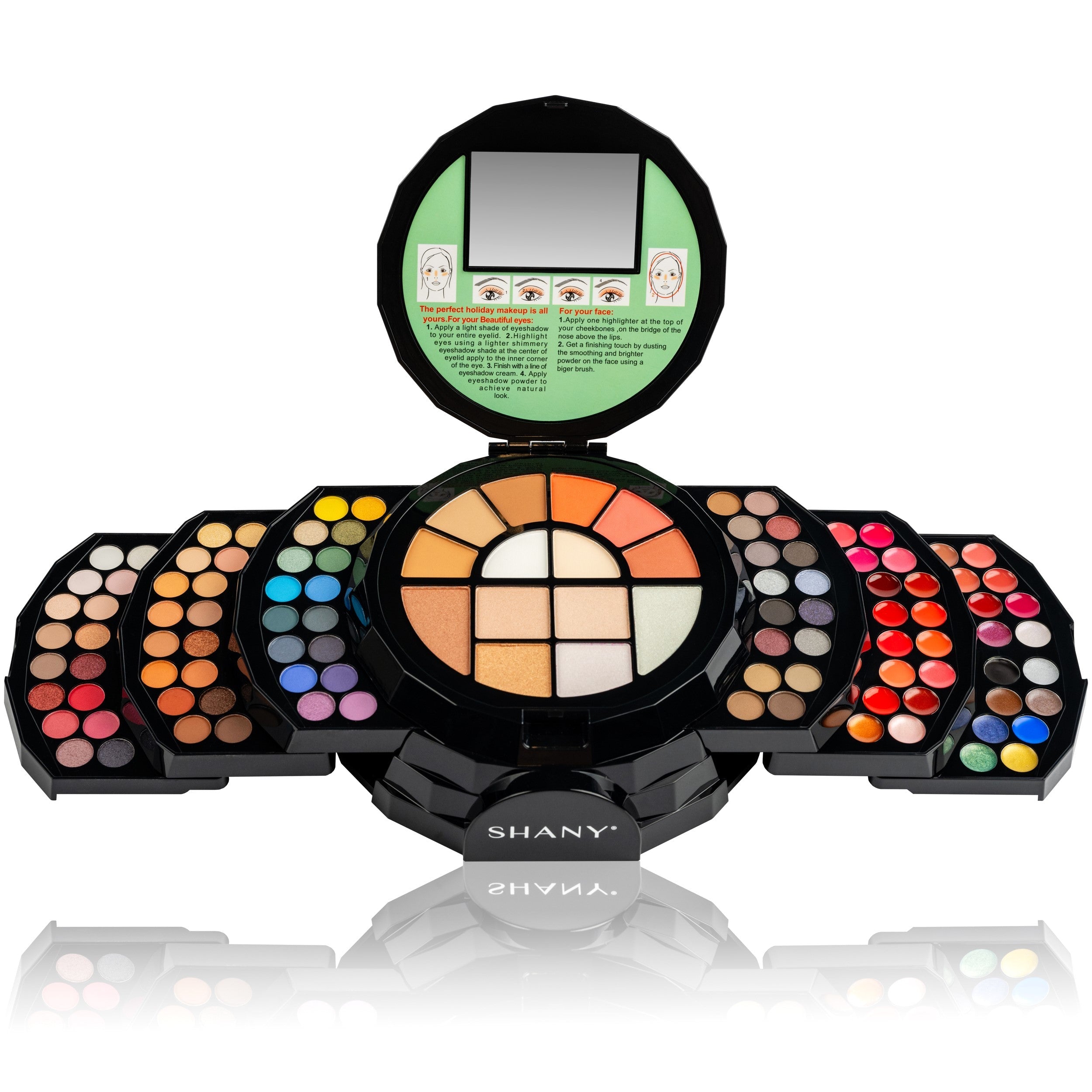 Flowers professional makeup set featuring 104 colorful eyeshadows, blushes, and lip colors in gift packaging — view 2