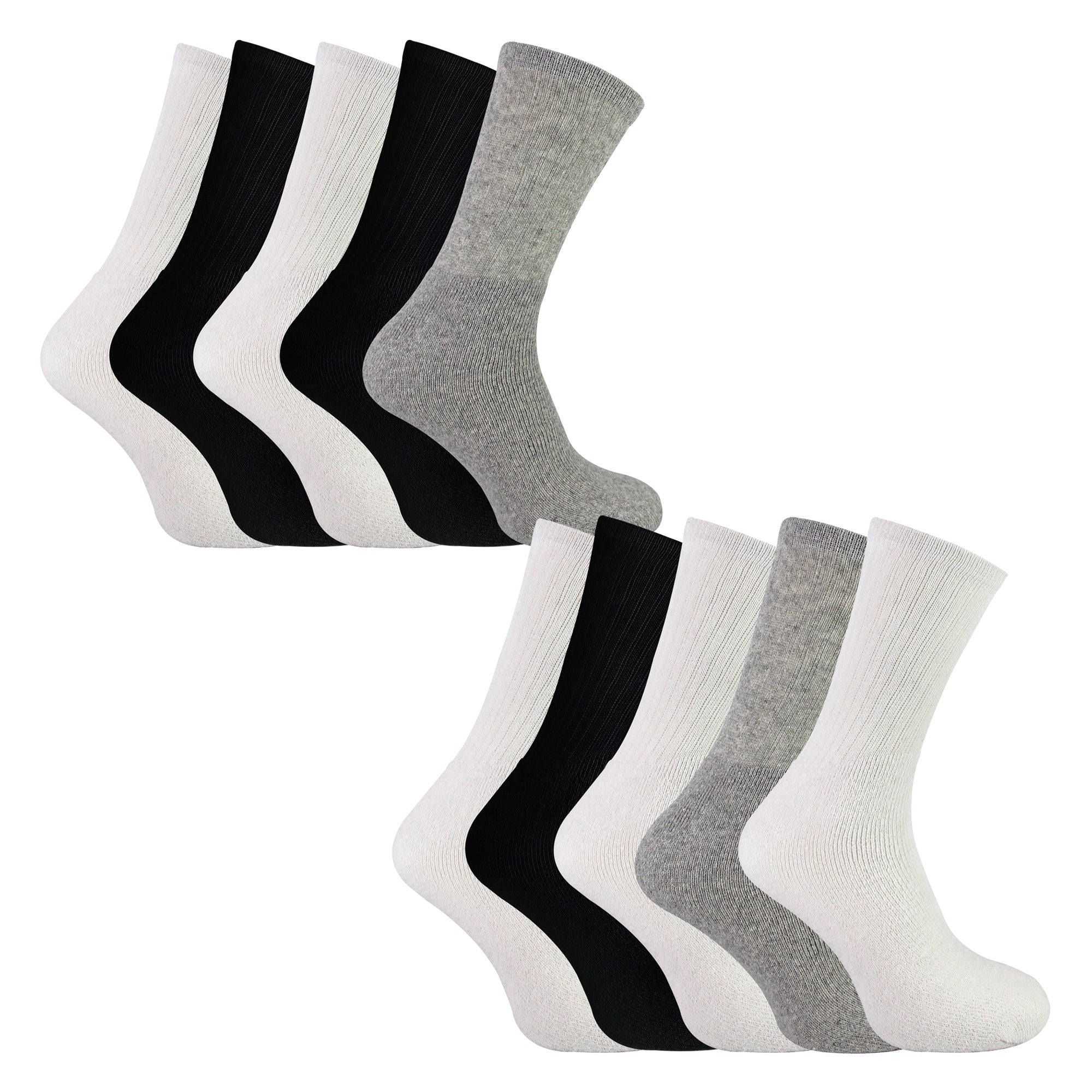 Men's 10-pack sport socks in assorted colors with elasticated cuffs and cushioned soles — view 3