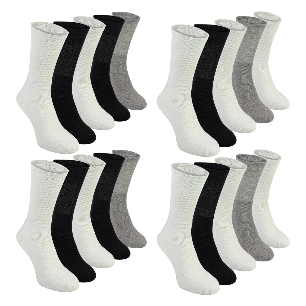 Multipack of twenty men's sport socks in assorted colors featuring breathable cotton and elastic cuffs