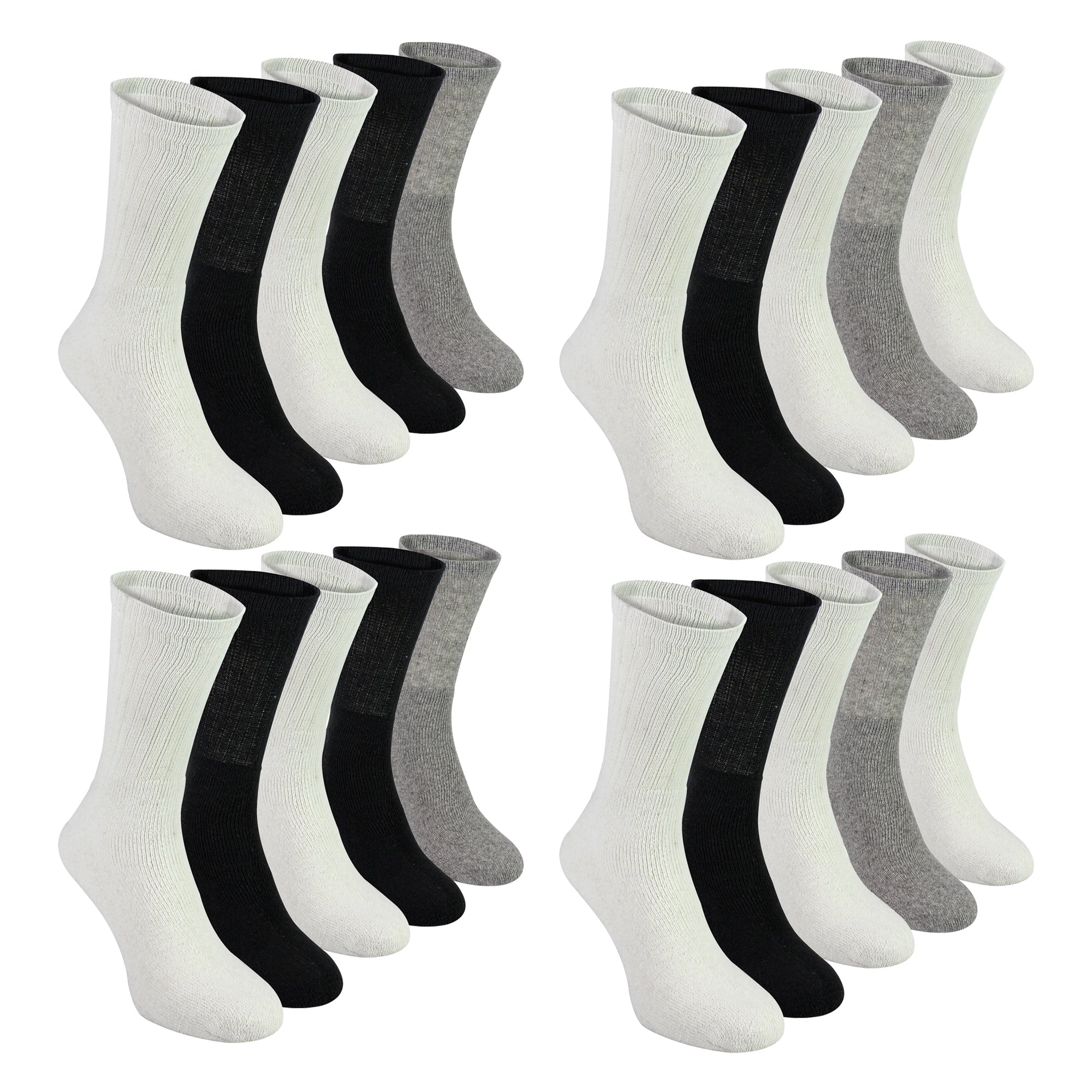 Multipack of twenty men's sport socks in assorted colors featuring breathable cotton and elastic cuffs
