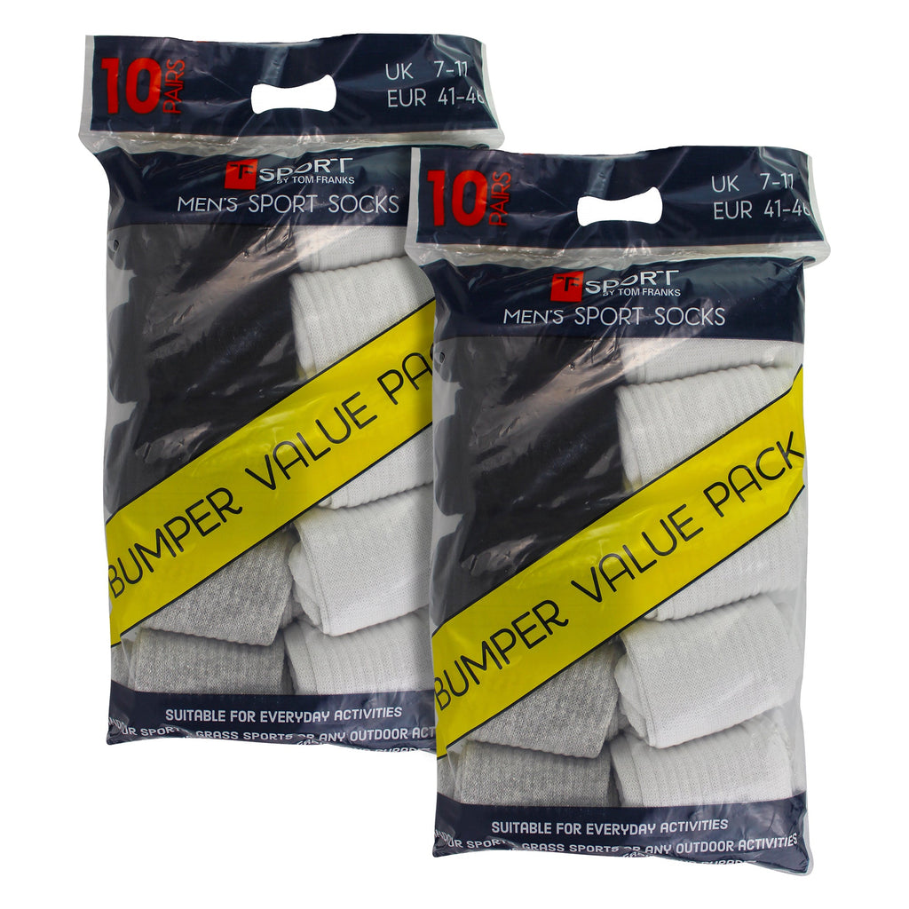 Multipack of twenty men's sport socks in assorted colors featuring breathable cotton and elastic cuffs — view 2