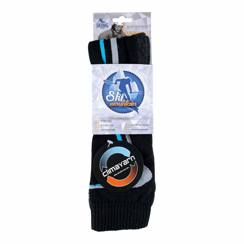 Merino wool ski socks for winter snow sports, featuring a cushioned thermoactive performance knit design — view 2