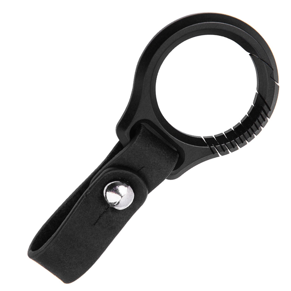 Luxury titanium keychain with magnetic rotary buckle and top grain leather strap for car keys — view 4