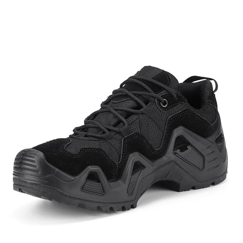 Waterproof suede tactical hiking boots with non-slip rubber outsoles and reinforced protective toes