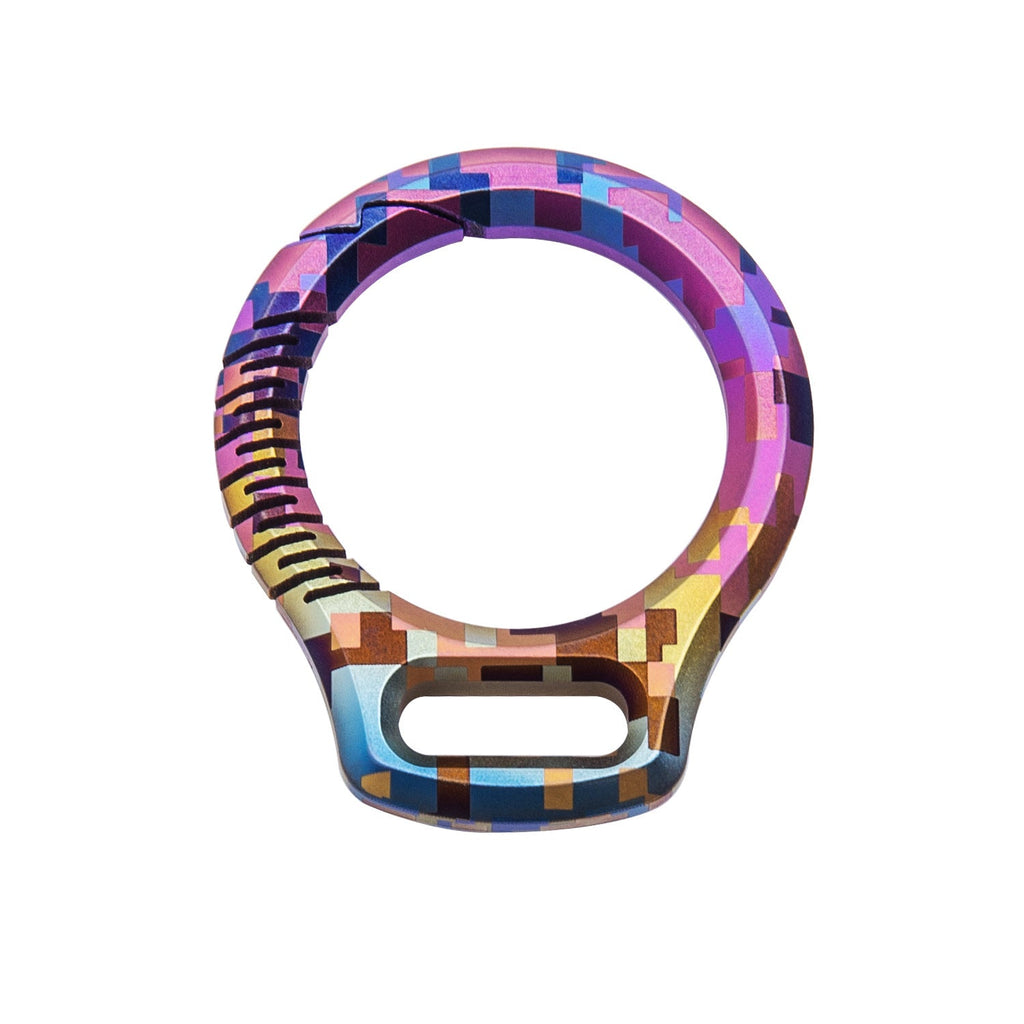 Luxury titanium keychain with magnetic rotary buckle and top grain leather strap for car keys — view 5