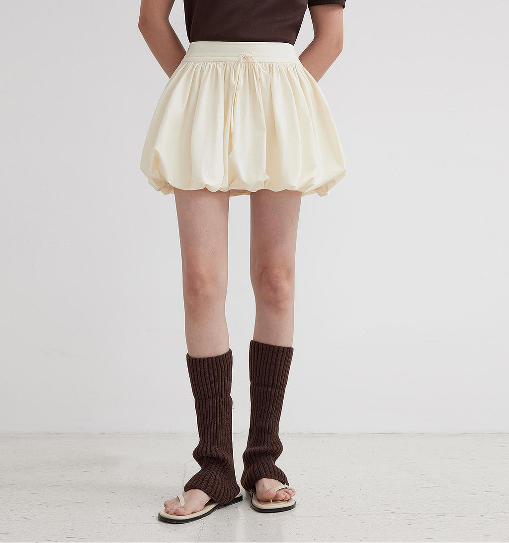 Alice low waist flower bud mini skirt with built-in shorts and drawstring waistband — view 5