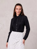Pintuck Button Down Blouse-Black-0