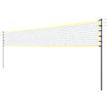 Portable 9m outdoor volleyball sports net set with steel poles, ball, and black carry bag