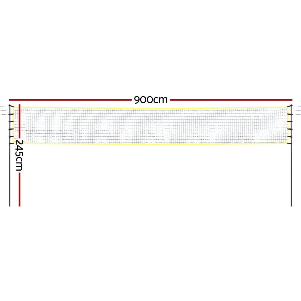 Portable 9m outdoor volleyball sports net set with steel poles, ball, and black carry bag — view 2
