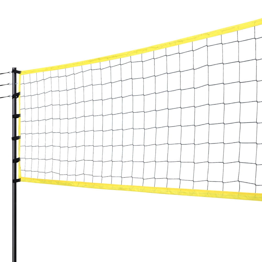 Portable 9m outdoor volleyball sports net set with steel poles, ball, and black carry bag — view 3