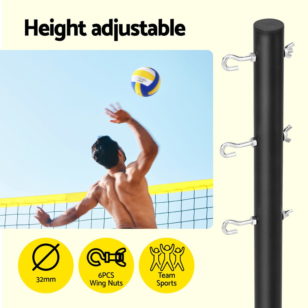 Portable 9m outdoor volleyball sports net set with steel poles, ball, and black carry bag — view 5