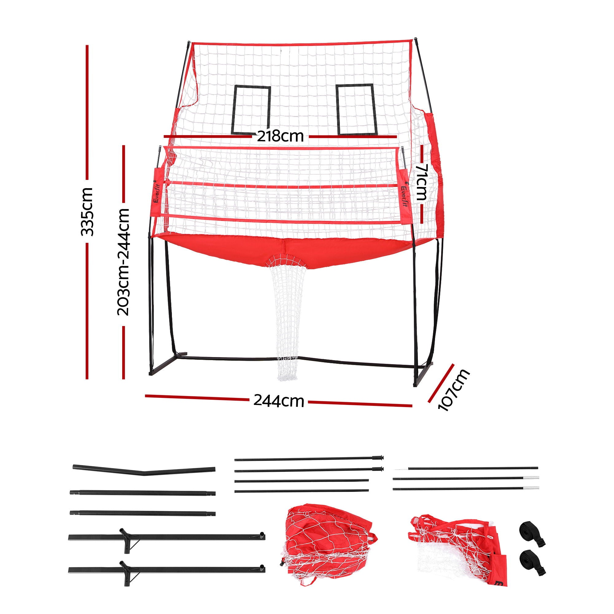 Portable 8ft yellow and black volleyball training net with ball, pump, and carry bag — view 2