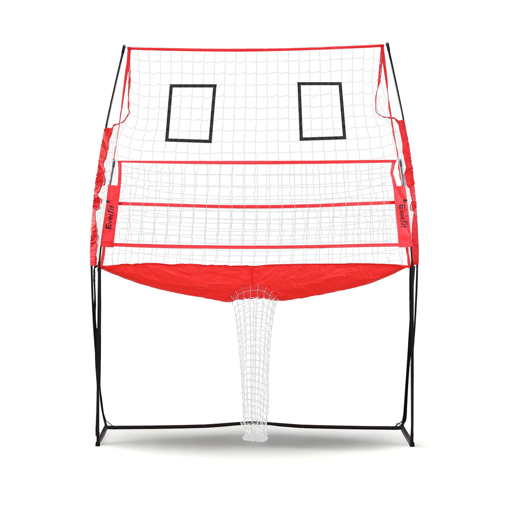 Portable 8ft yellow and black volleyball training net with ball, pump, and carry bag — view 3
