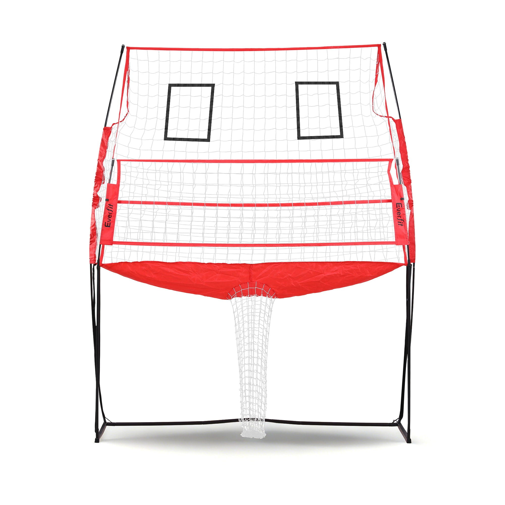 Portable 8ft yellow and black volleyball training net with ball, pump, and carry bag — view 3