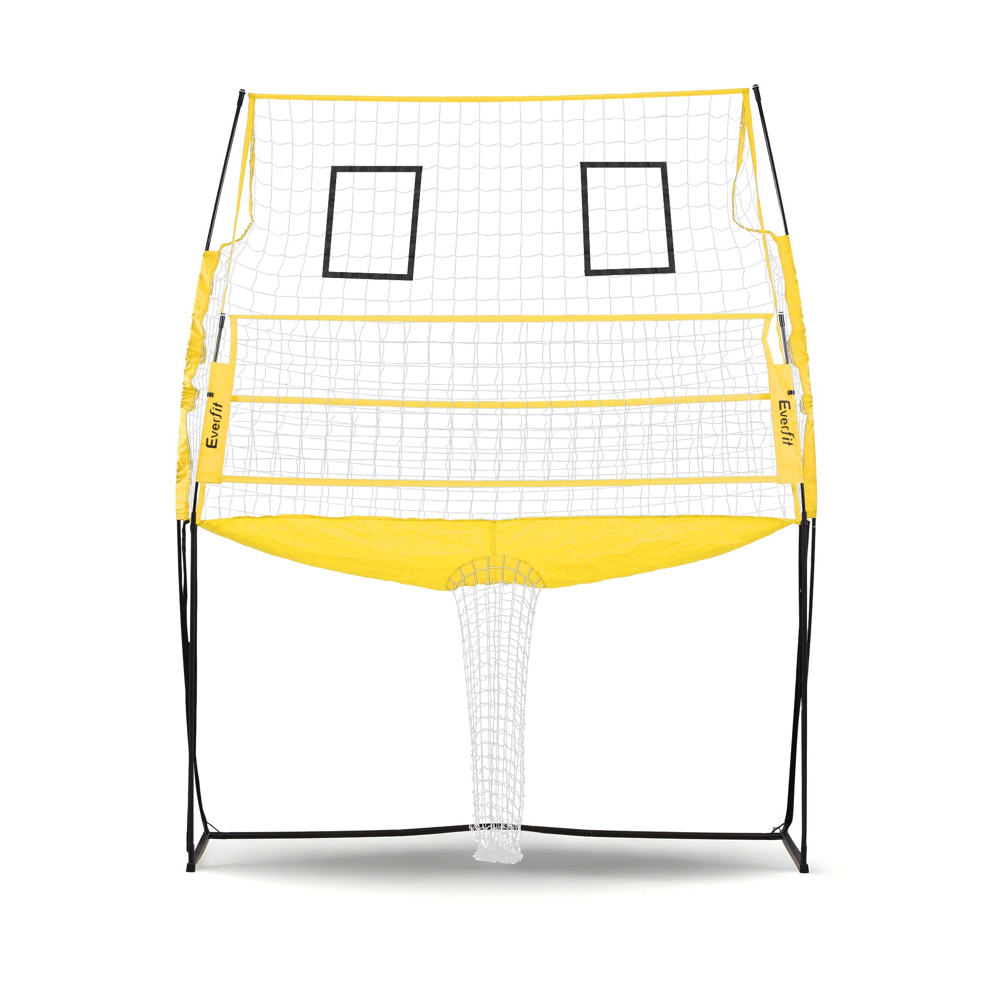 Everfit free-standing portable outdoor volleyball net in yellow and black with PVC ball — view 3