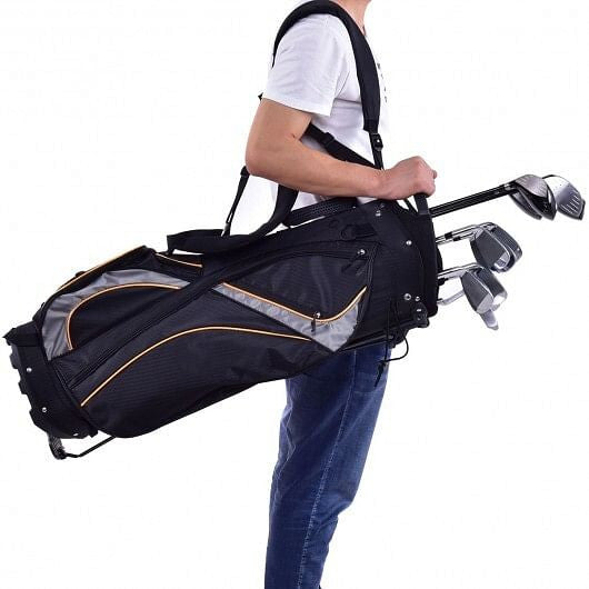 9 inch golf stand bag with 7-way divider dual straps and multiple storage pockets — view 3