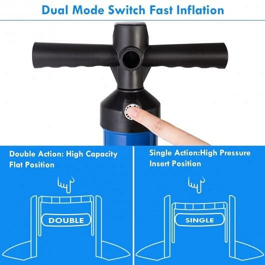 Double action SUP hand pump with pressure gauge, sturdy aluminum body, and wide anti-slip base — view 4